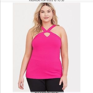 Torrid neon pink keyhole halter foxy tank